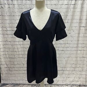 Speechless Navy Fit & Flare Dress Sz 11 V-Neck Pockets